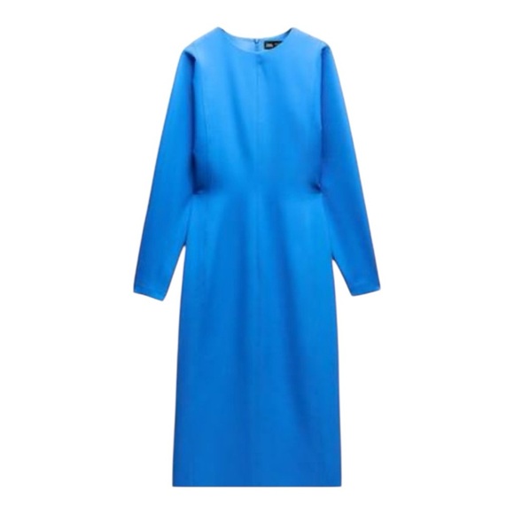 💙 ZARA Crepe Cobalt Blue Midi Dress | Size S | New - Picture 7 of 8